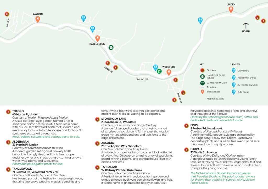 Map of Mid-Mountains Garden Festival 2022 Gardens